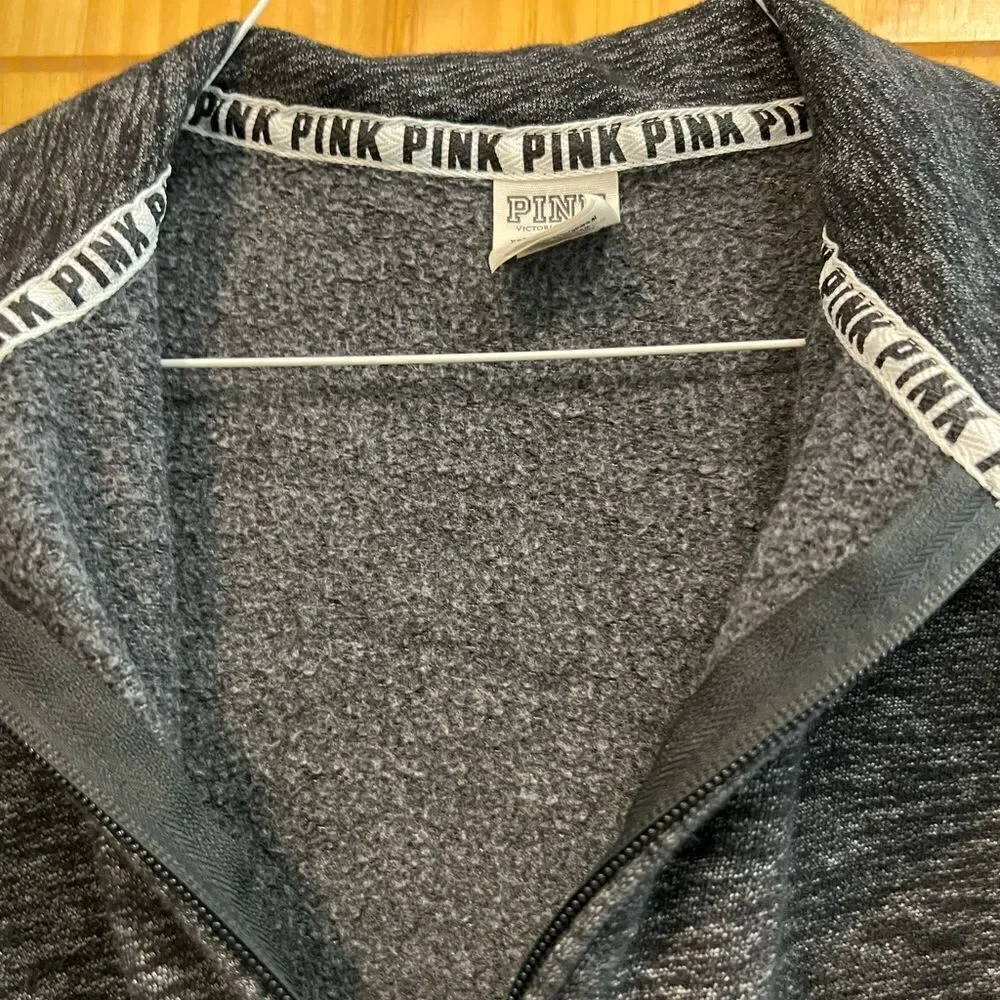 PINK size XS gray with black arm stripe half zip